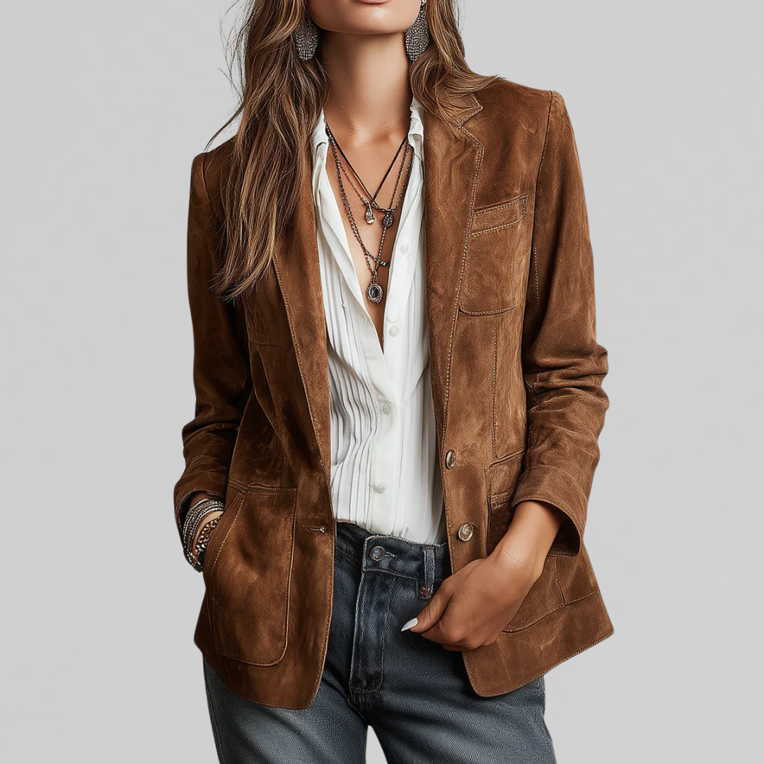 Suede-Touch Relaxed Blazer