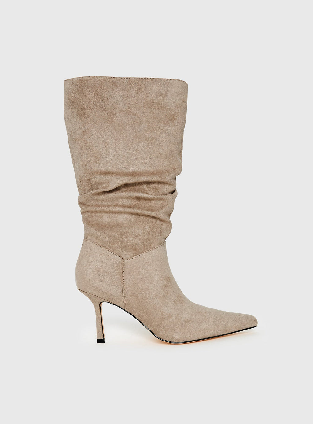 Scrunched Faux Suede Pointed Boots