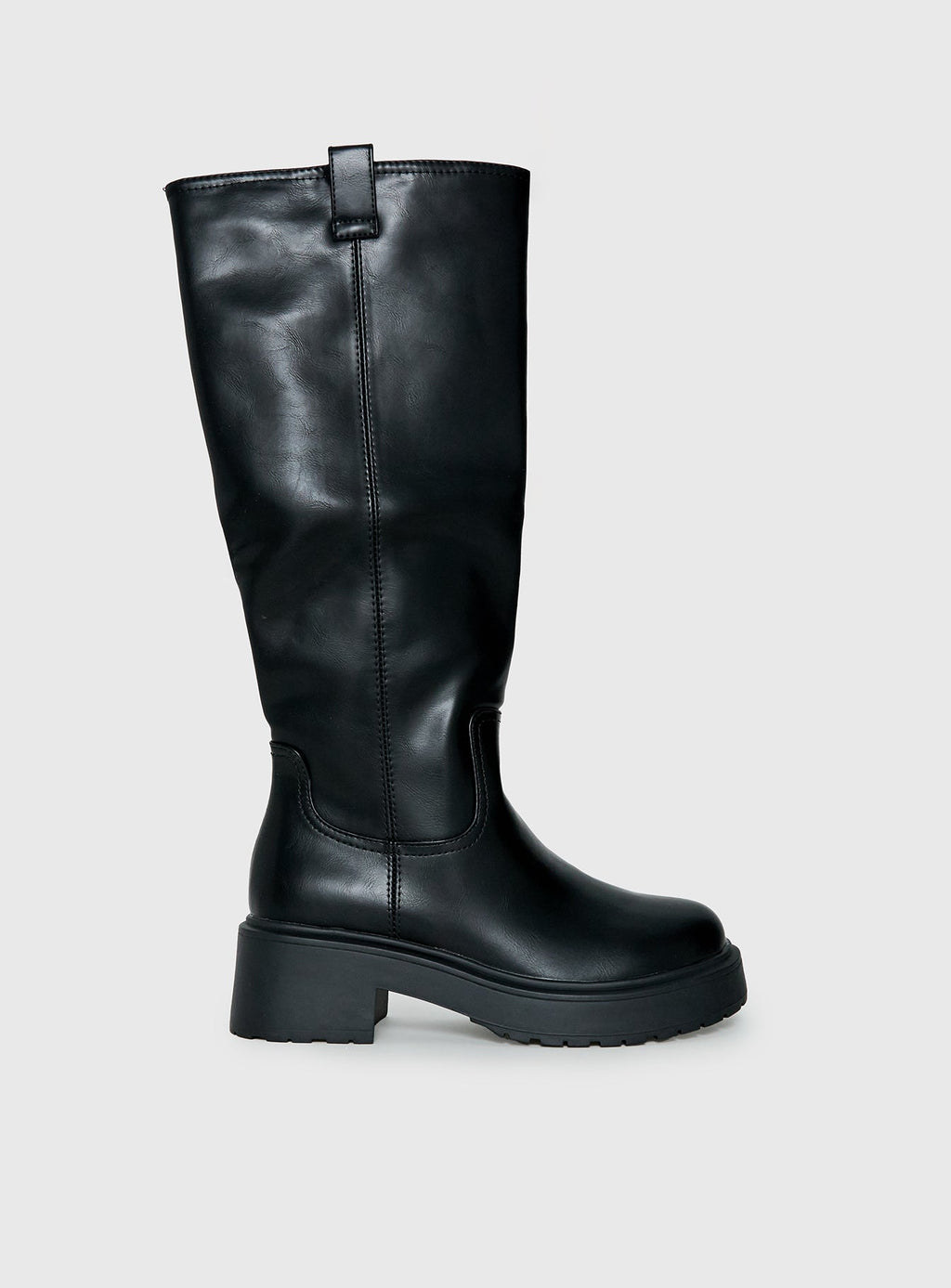 Faux Leather Platform Knee-High Boots