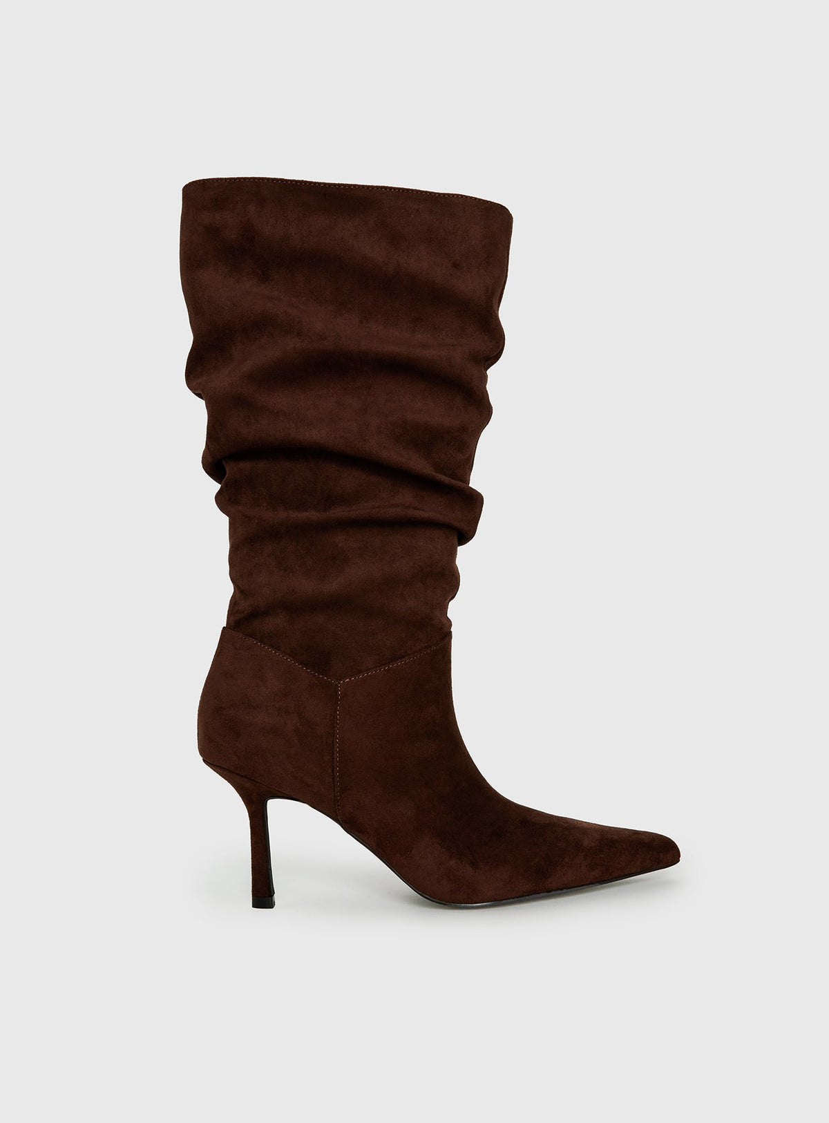 Scrunched Faux Suede Pointed Boots