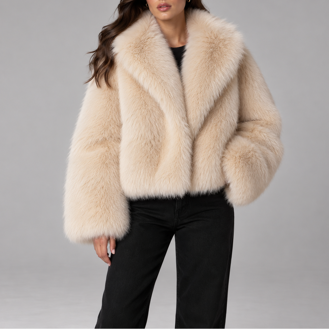 Cropped Faux Fur Collar Jacket