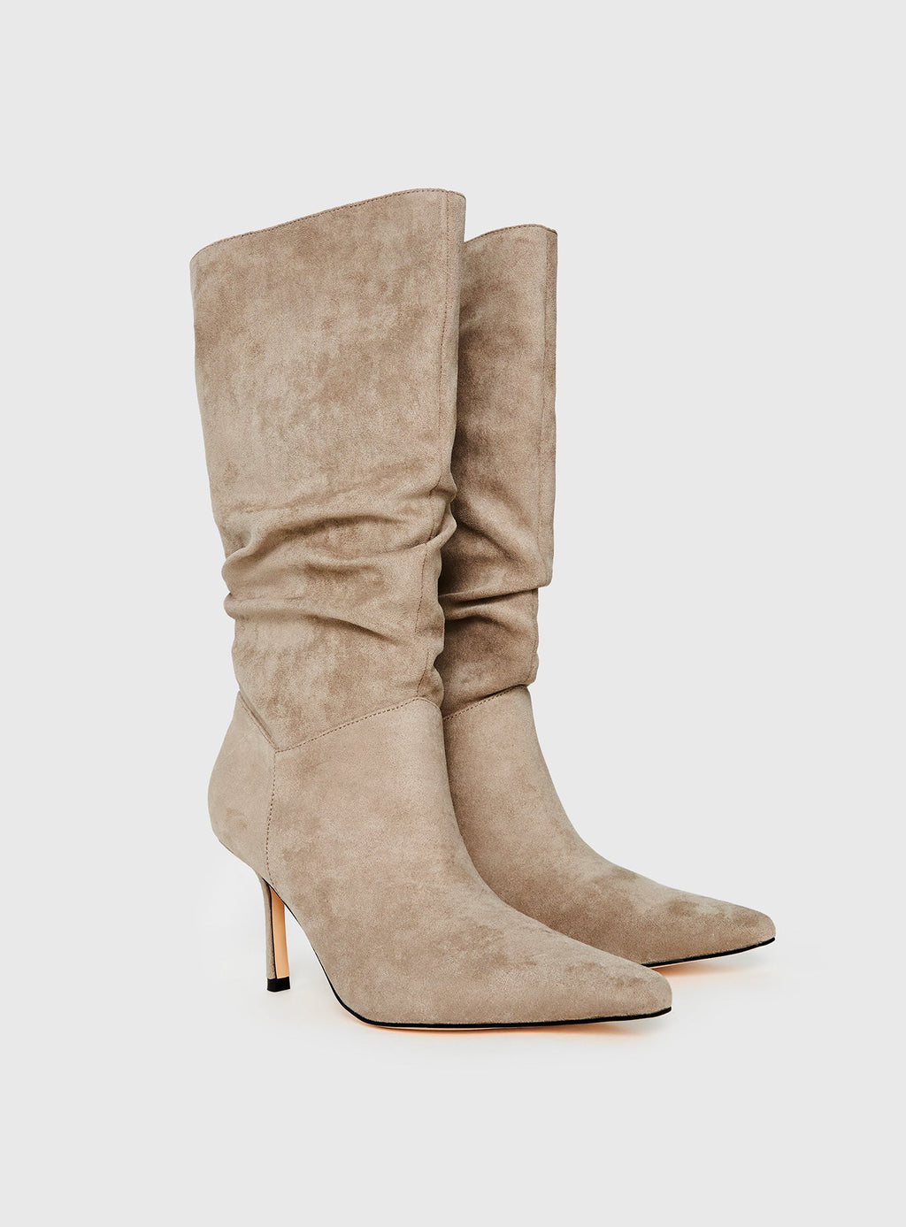 Scrunched Faux Suede Pointed Boots