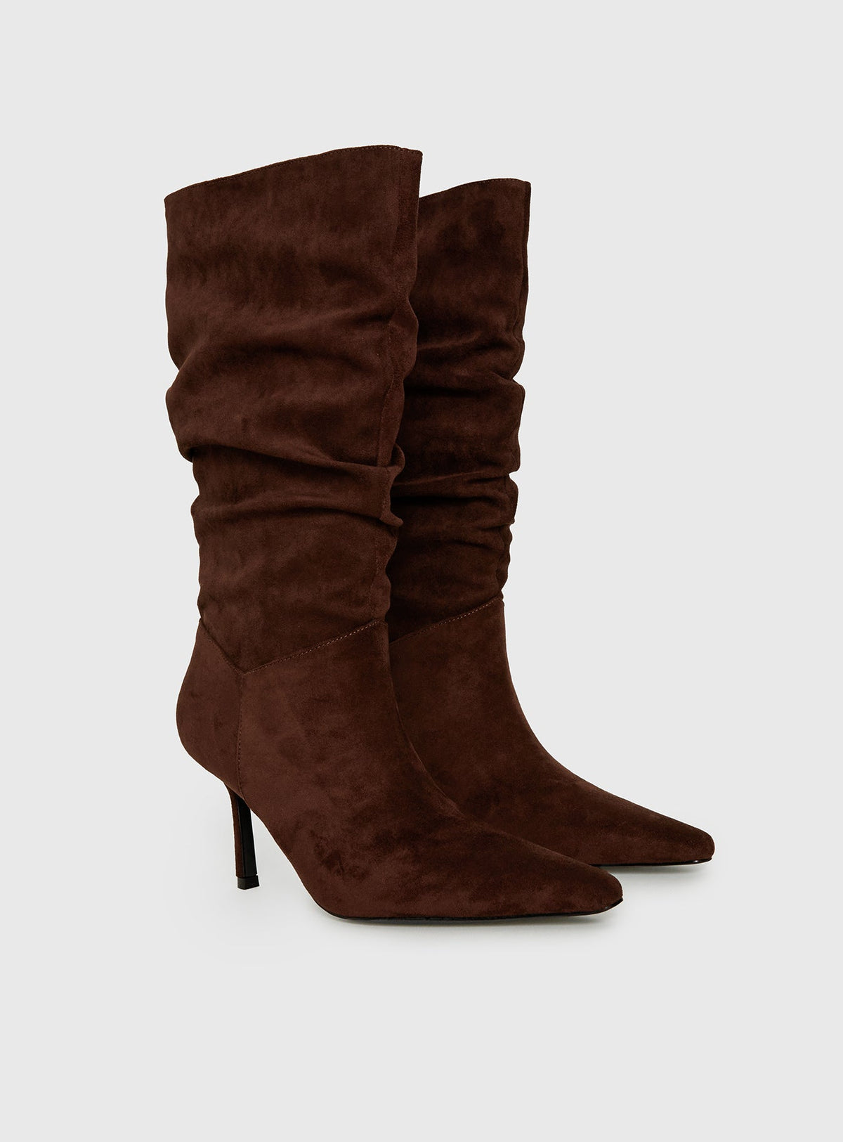 Scrunched Faux Suede Pointed Boots