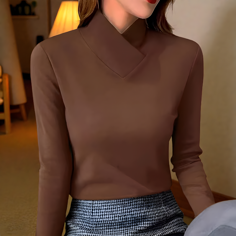 Stand Collar Fitted Long Sleeve Top