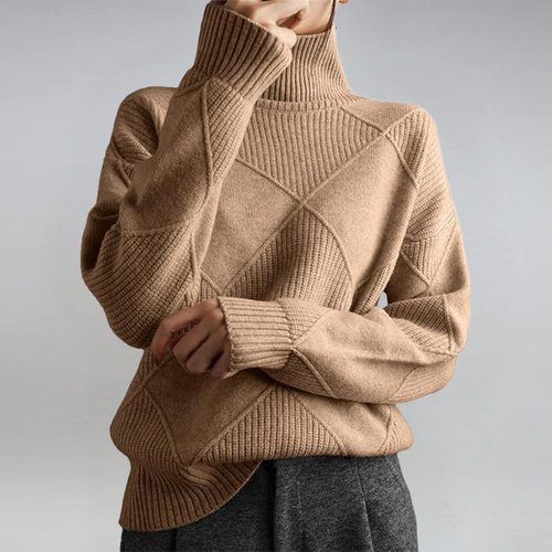 Textured Knit Turtleneck Sweater