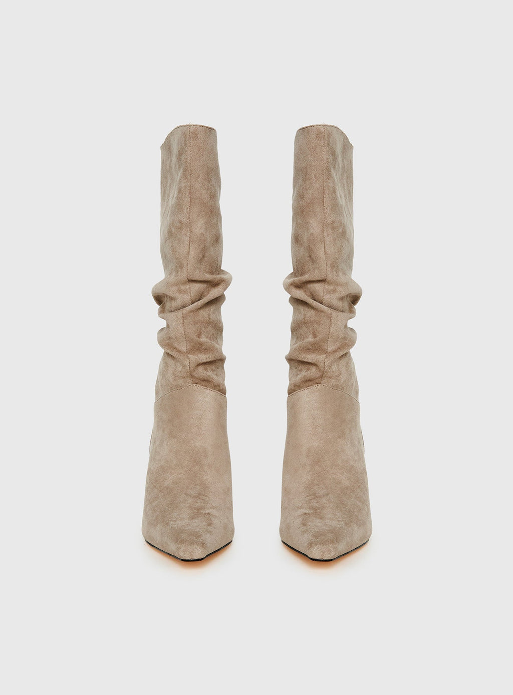Scrunched Faux Suede Pointed Boots