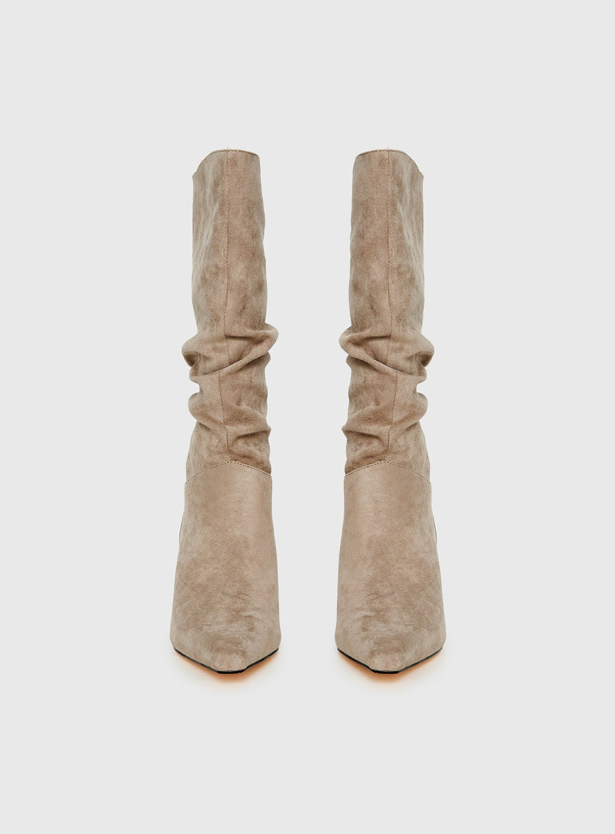 Scrunched Faux Suede Pointed Boots