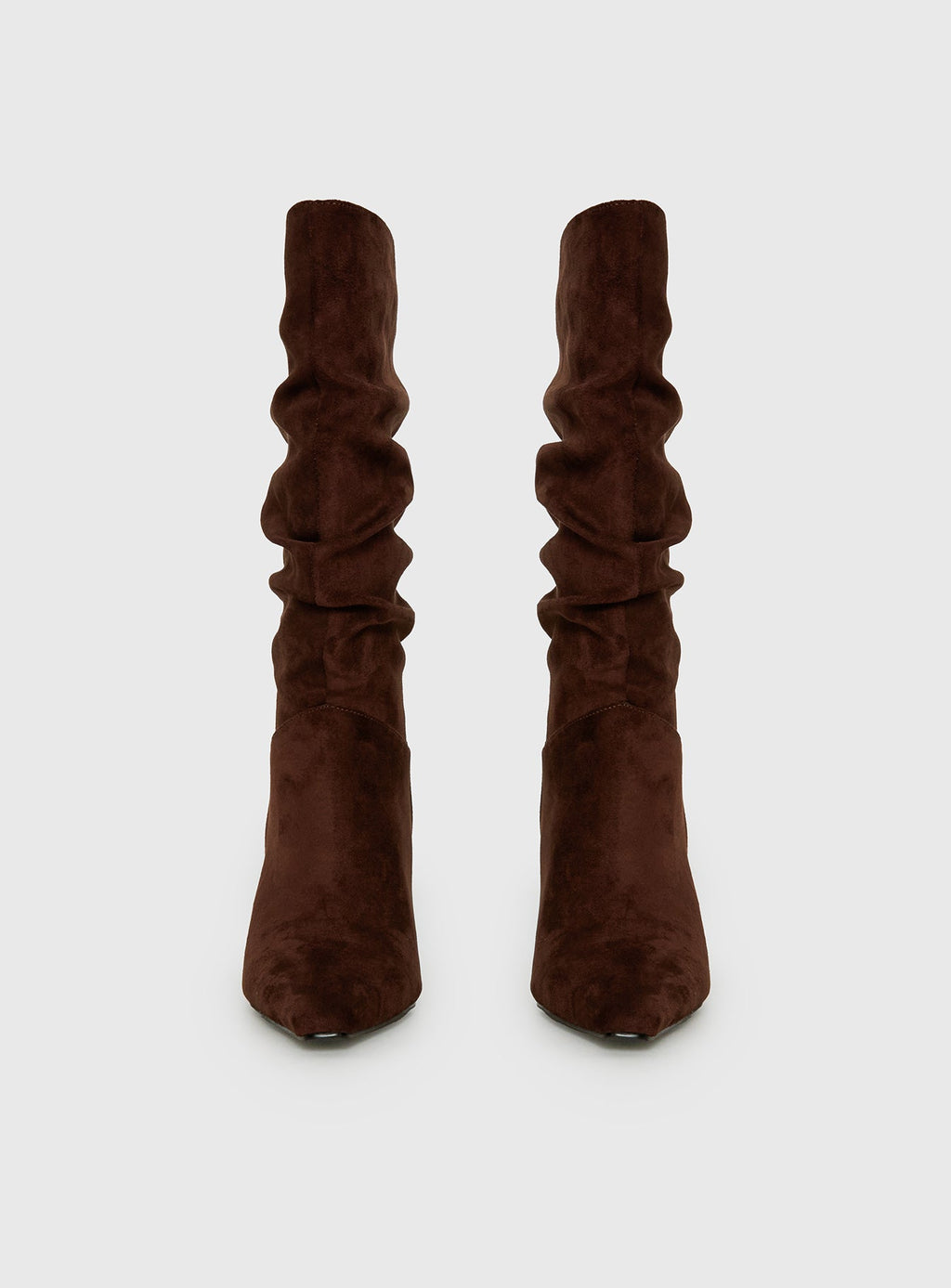 Scrunched Faux Suede Pointed Boots