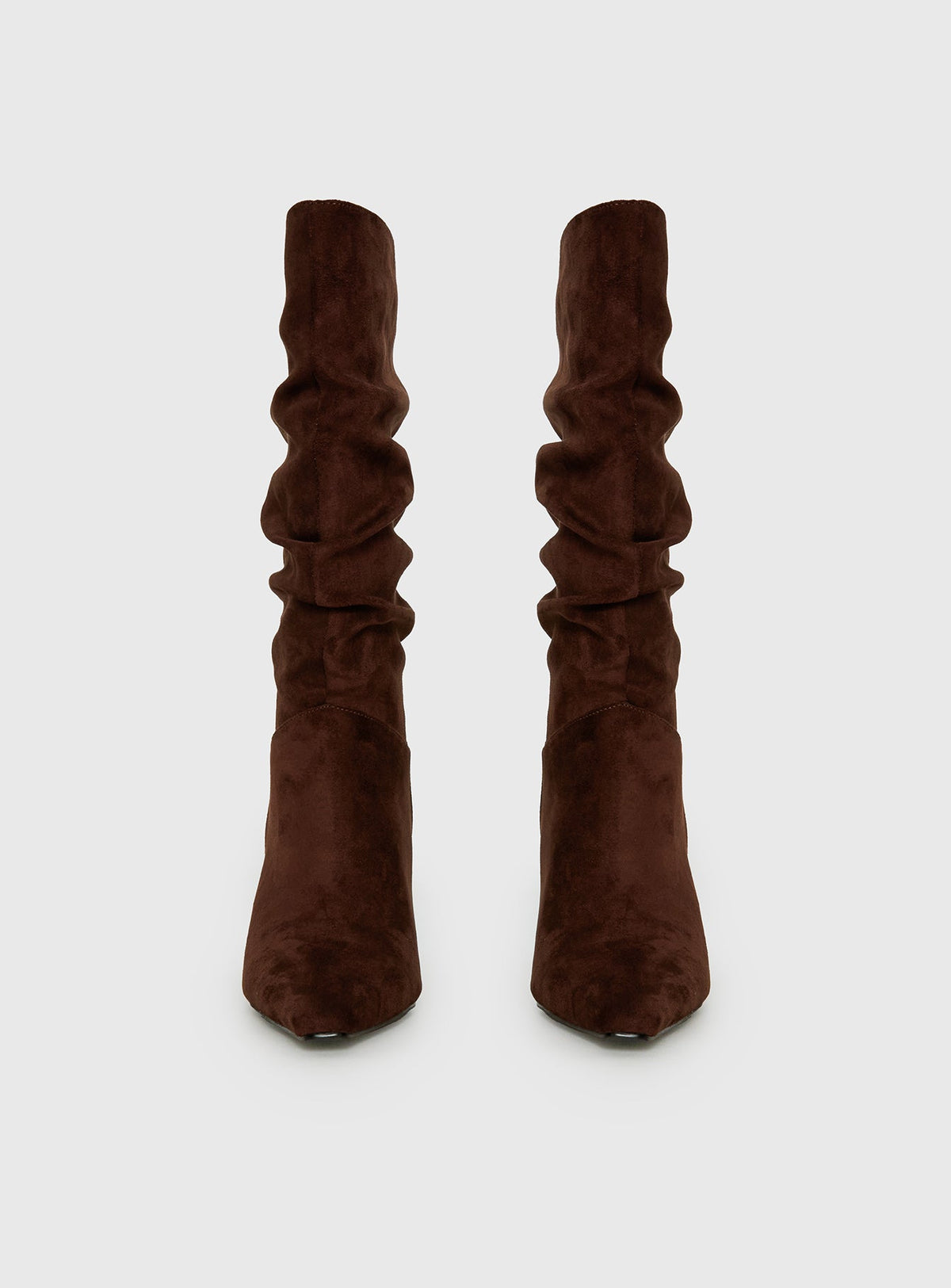 Scrunched Faux Suede Pointed Boots