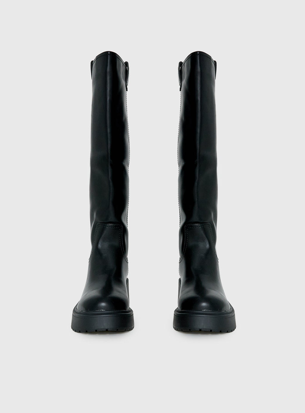 Faux Leather Platform Knee-High Boots