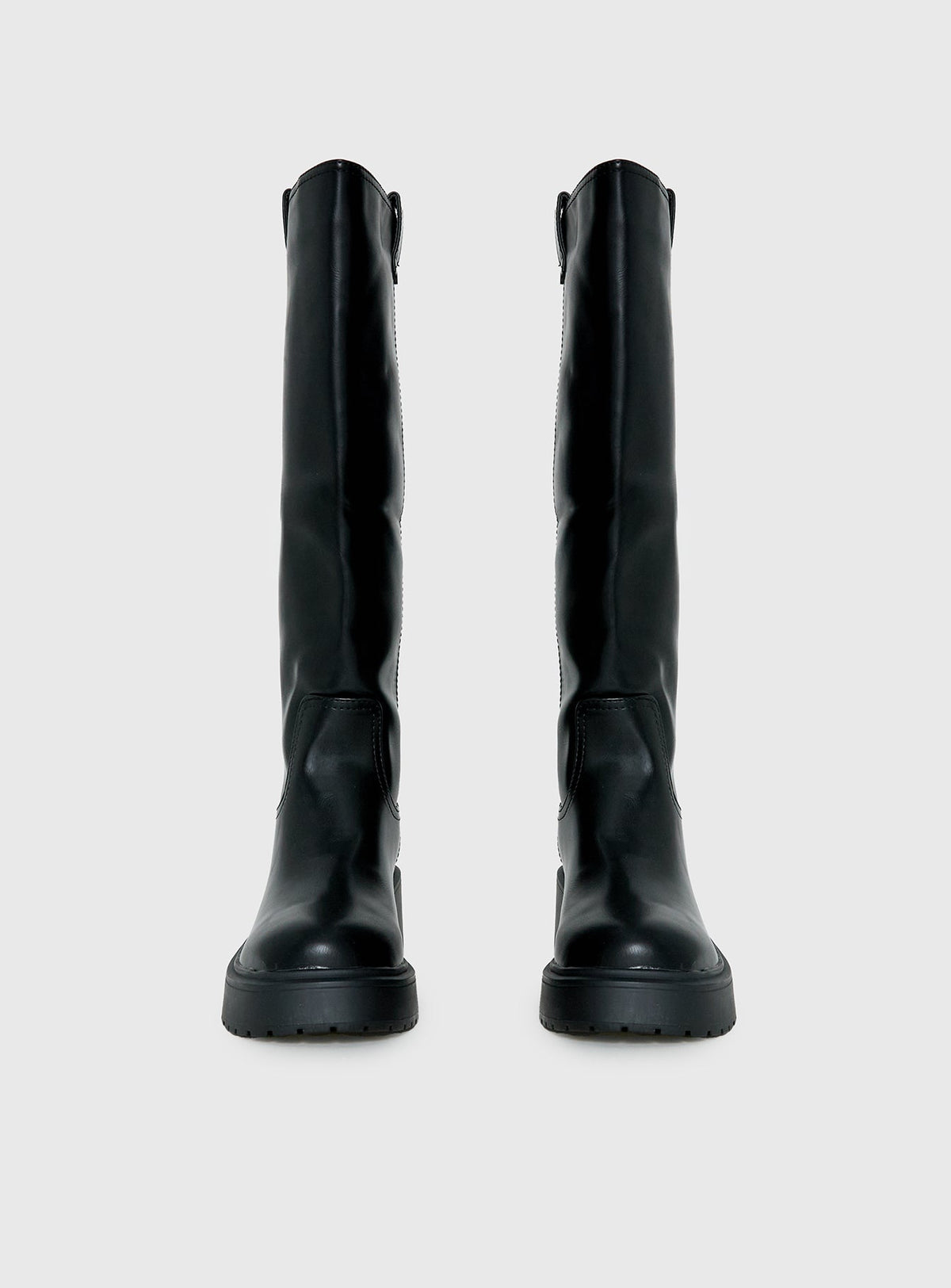 Faux Leather Platform Knee-High Boots