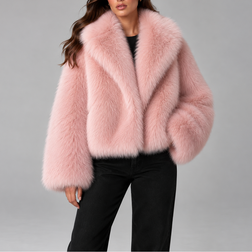 Cropped Faux Fur Collar Jacket