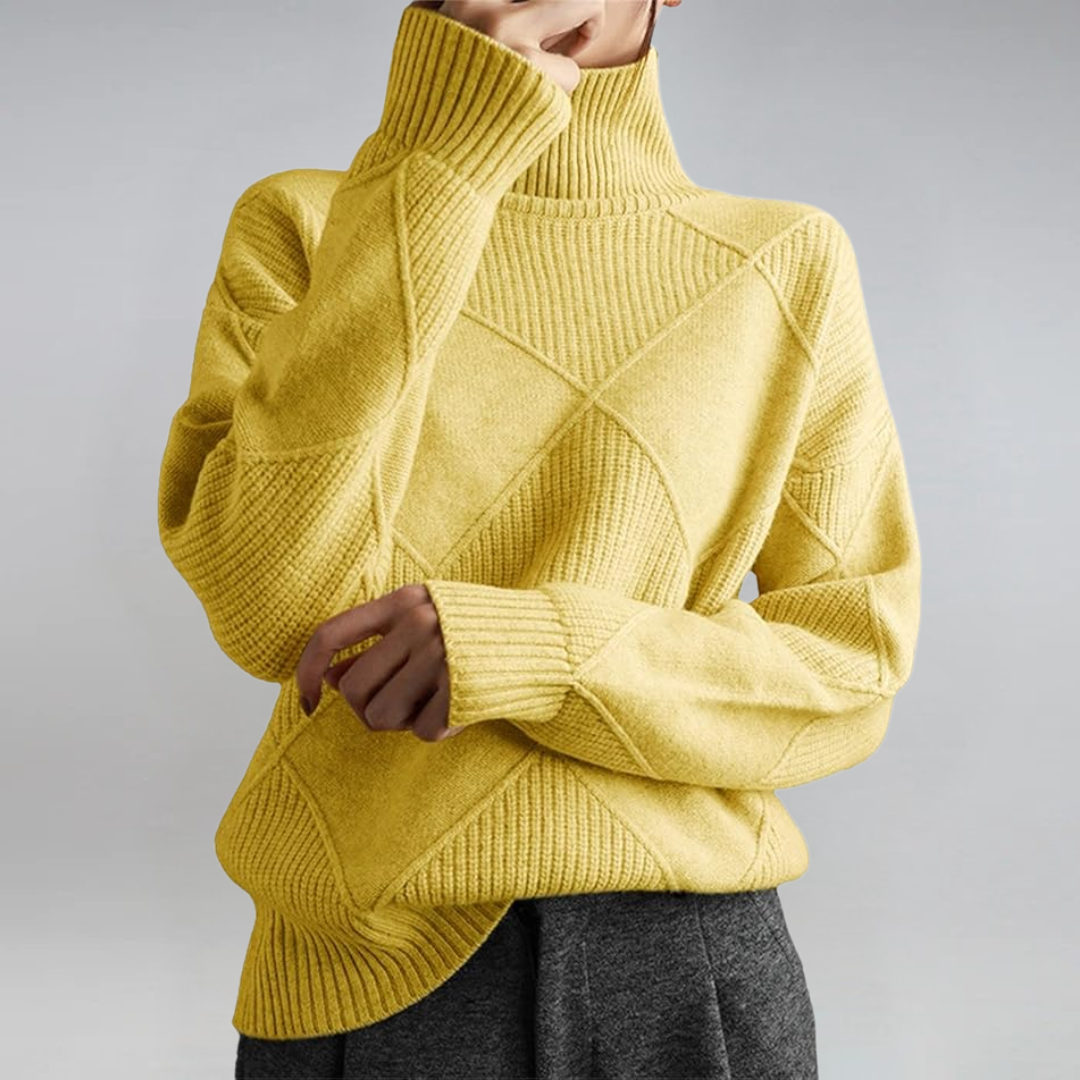 Textured Knit Turtleneck Sweater