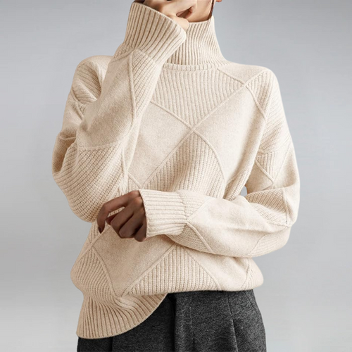 Textured Knit Turtleneck Sweater