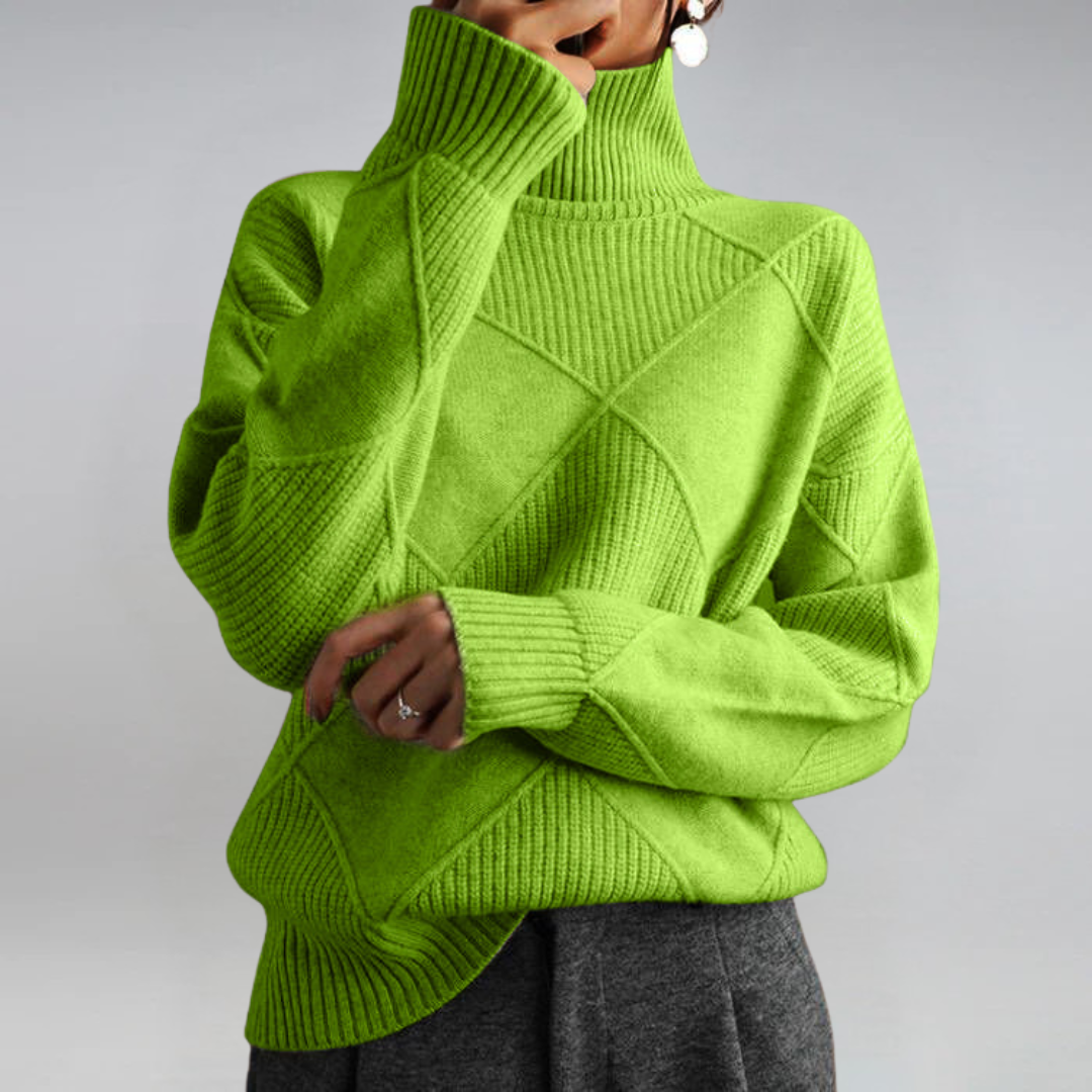 Textured Knit Turtleneck Sweater