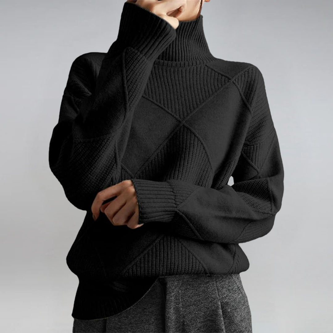 Textured Knit Turtleneck Sweater