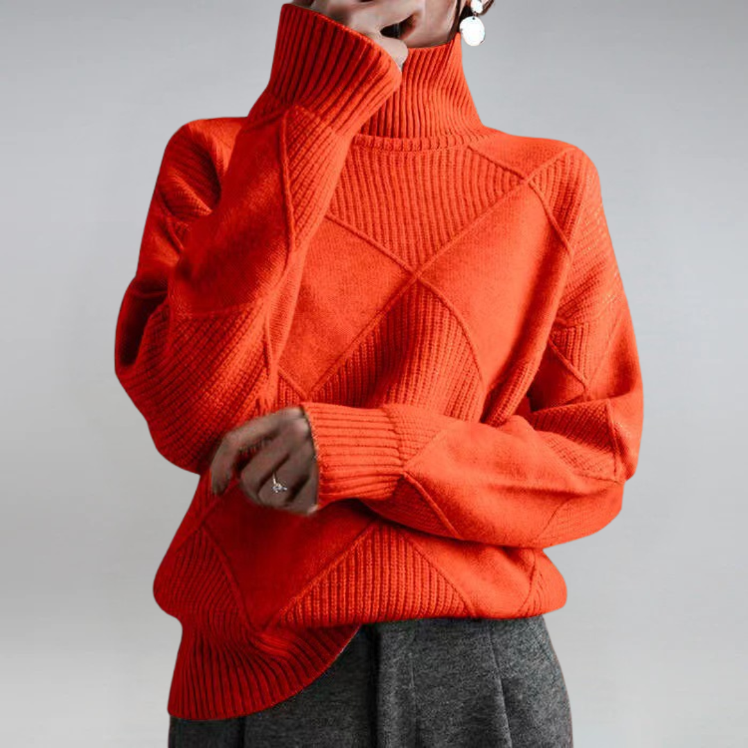 Textured Knit Turtleneck Sweater