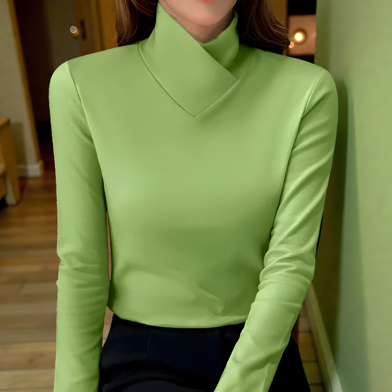 Stand Collar Fitted Long Sleeve Top
