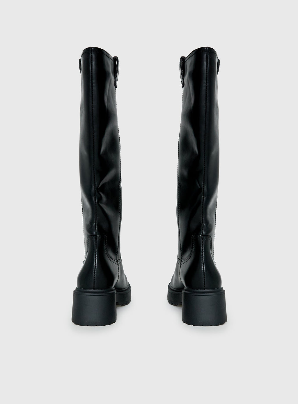 Faux Leather Platform Knee-High Boots