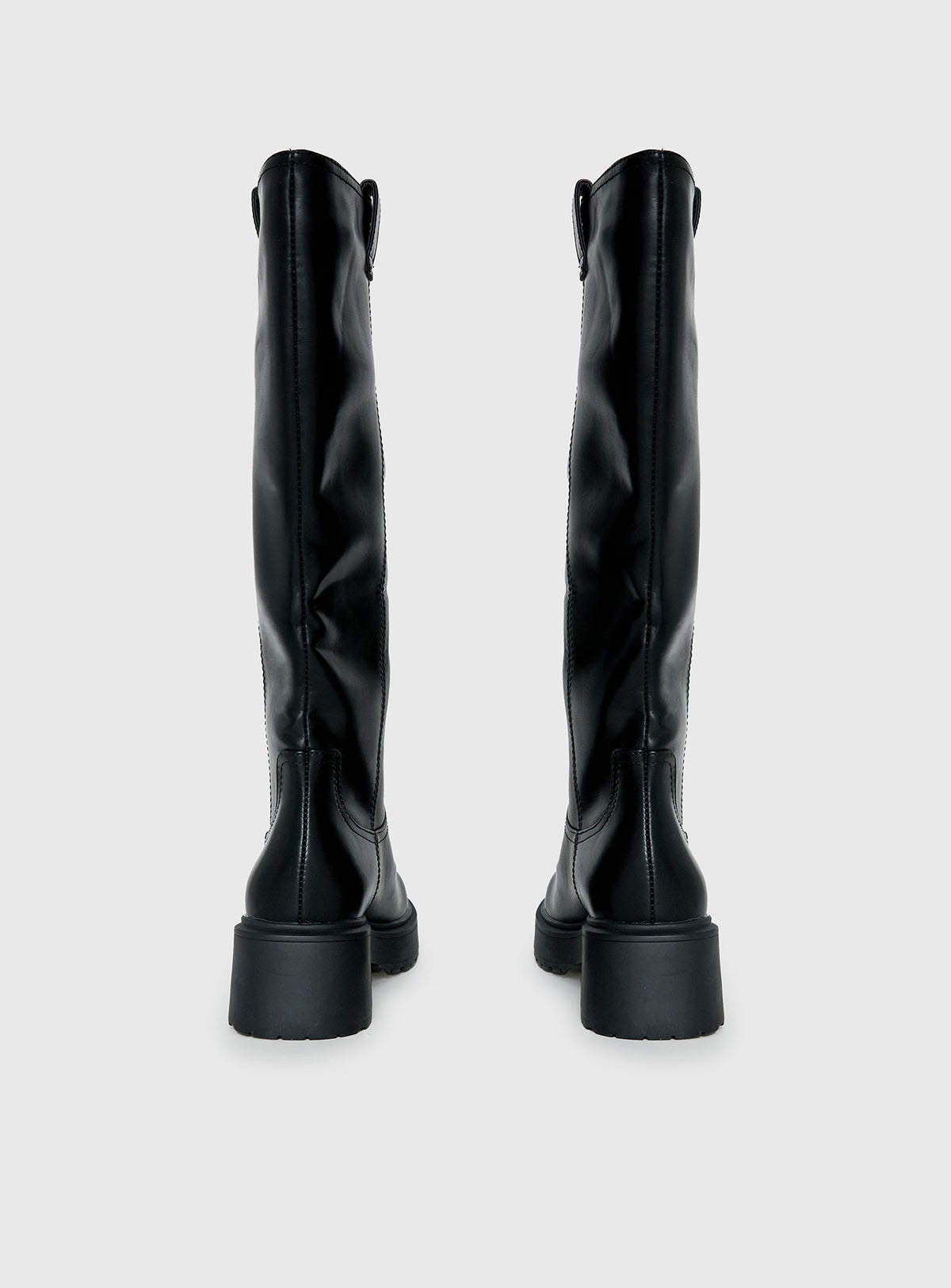 Faux Leather Platform Knee-High Boots