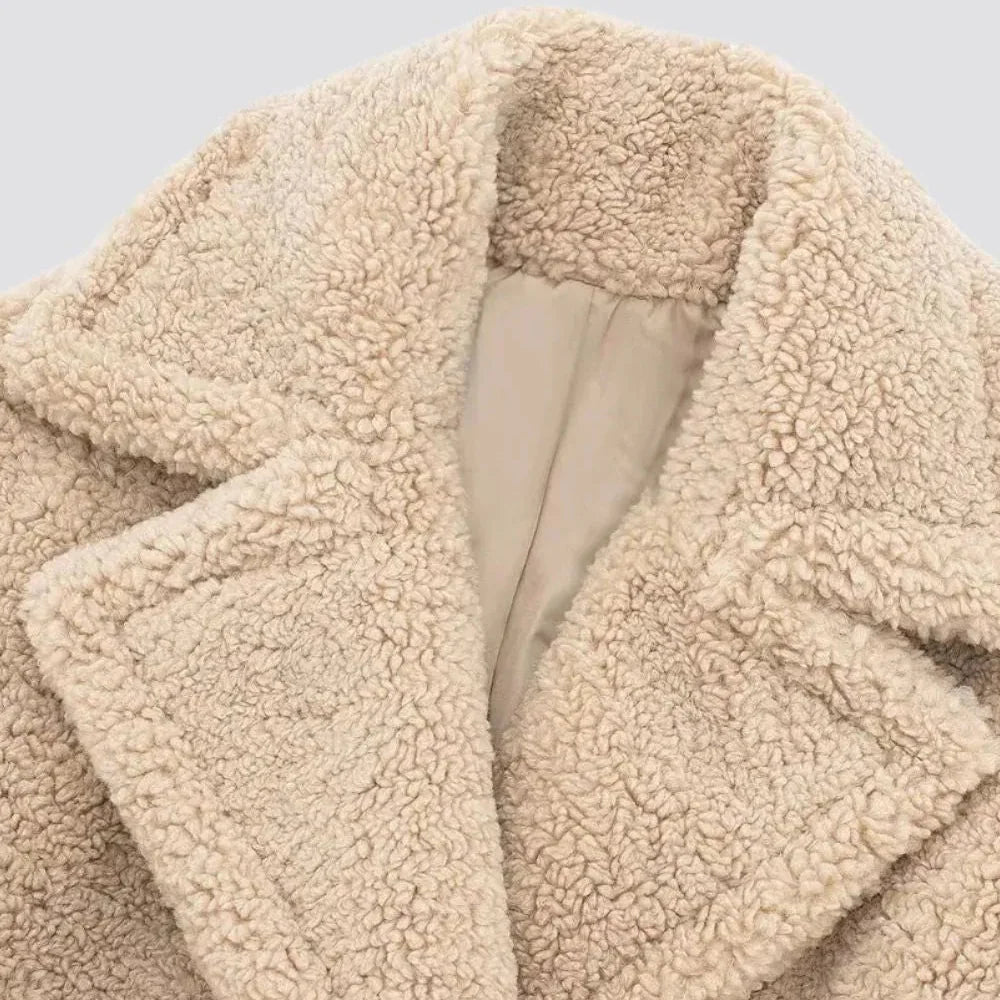 Long Double-Breasted Teddy Coat