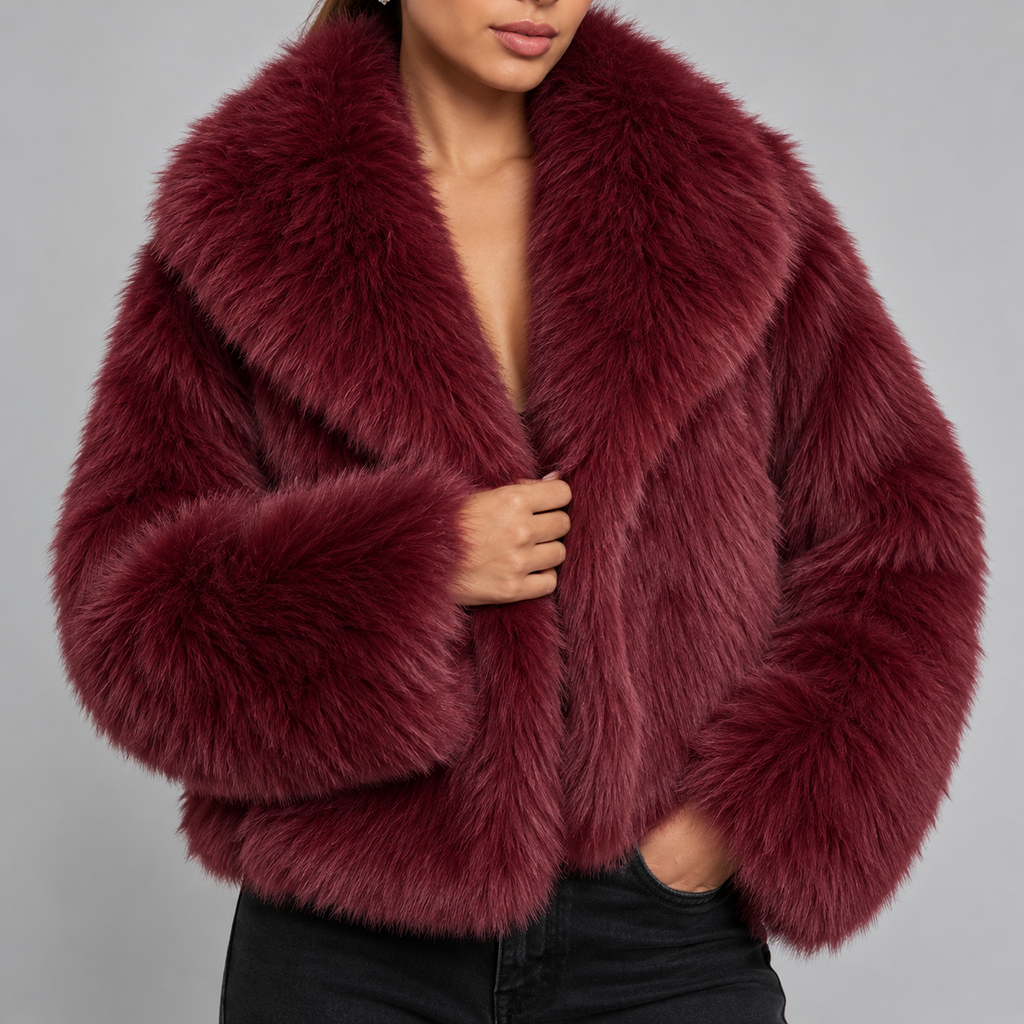 Cropped Faux Fur Collar Jacket