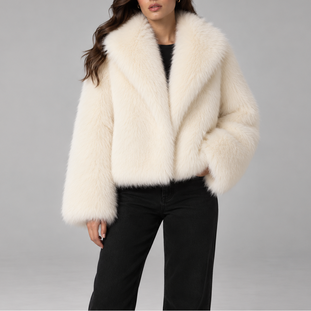 Cropped Faux Fur Collar Jacket