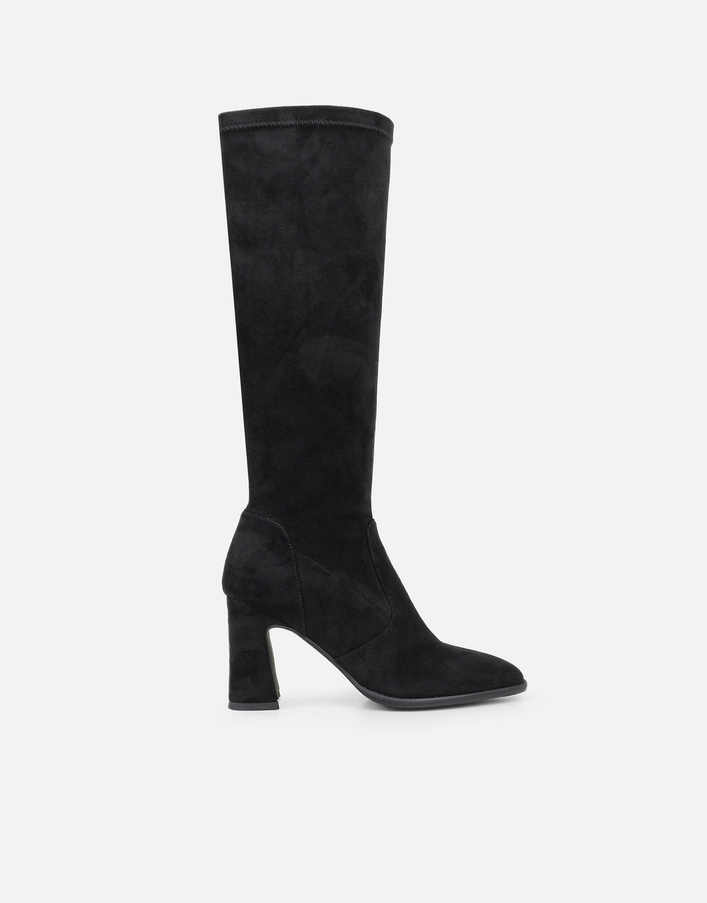 Faux Suede Block Heel Knee-High Boots