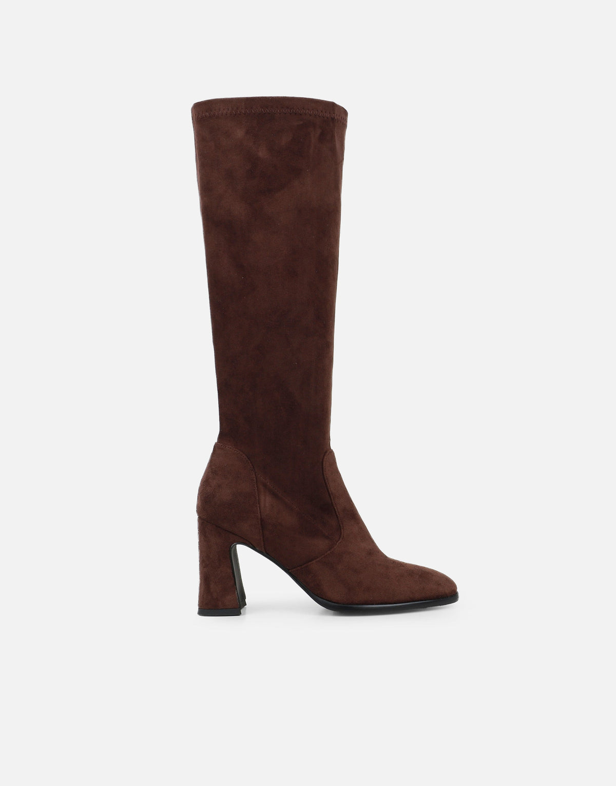 Faux Suede Block Heel Knee-High Boots