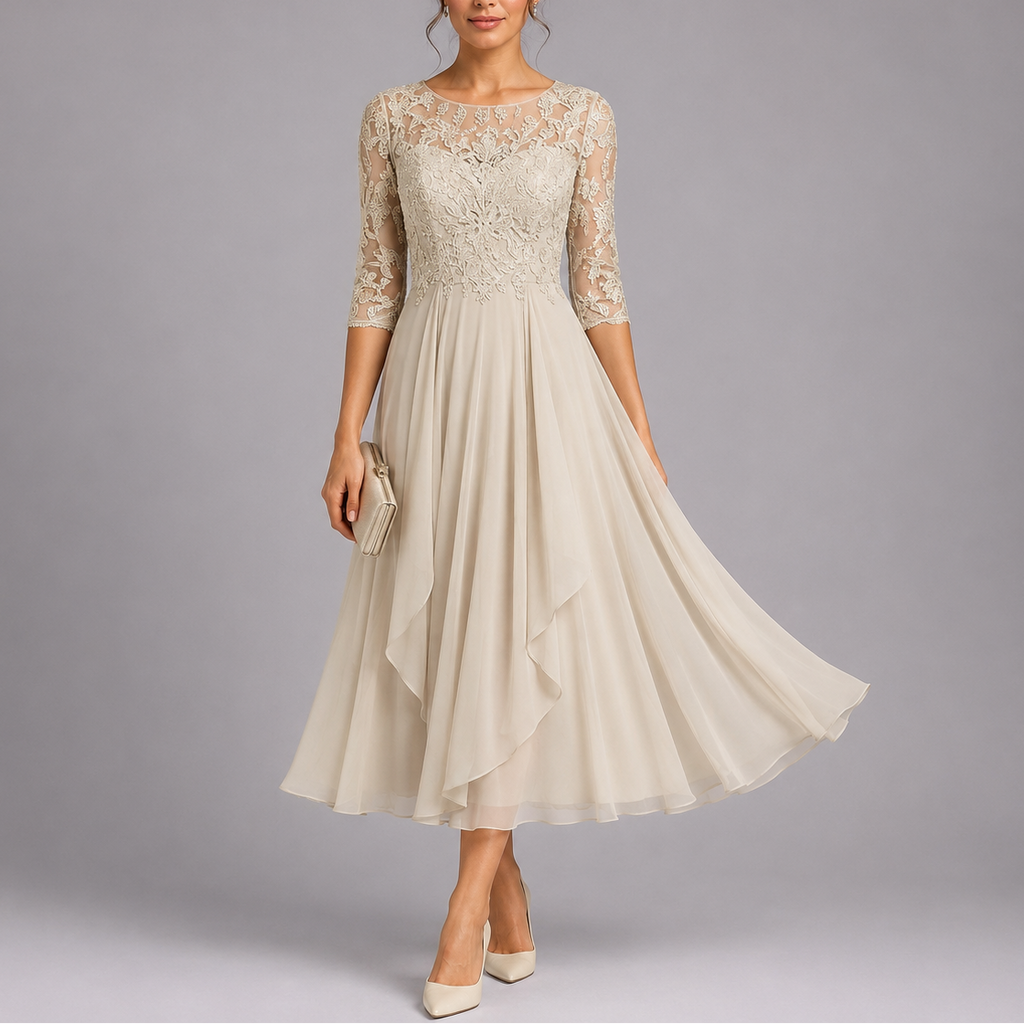 Embroidered Lace Midi Dress