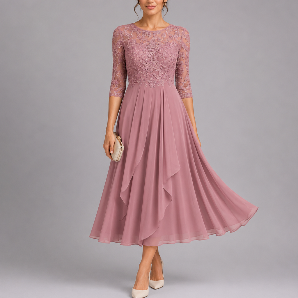 Embroidered Lace Midi Dress