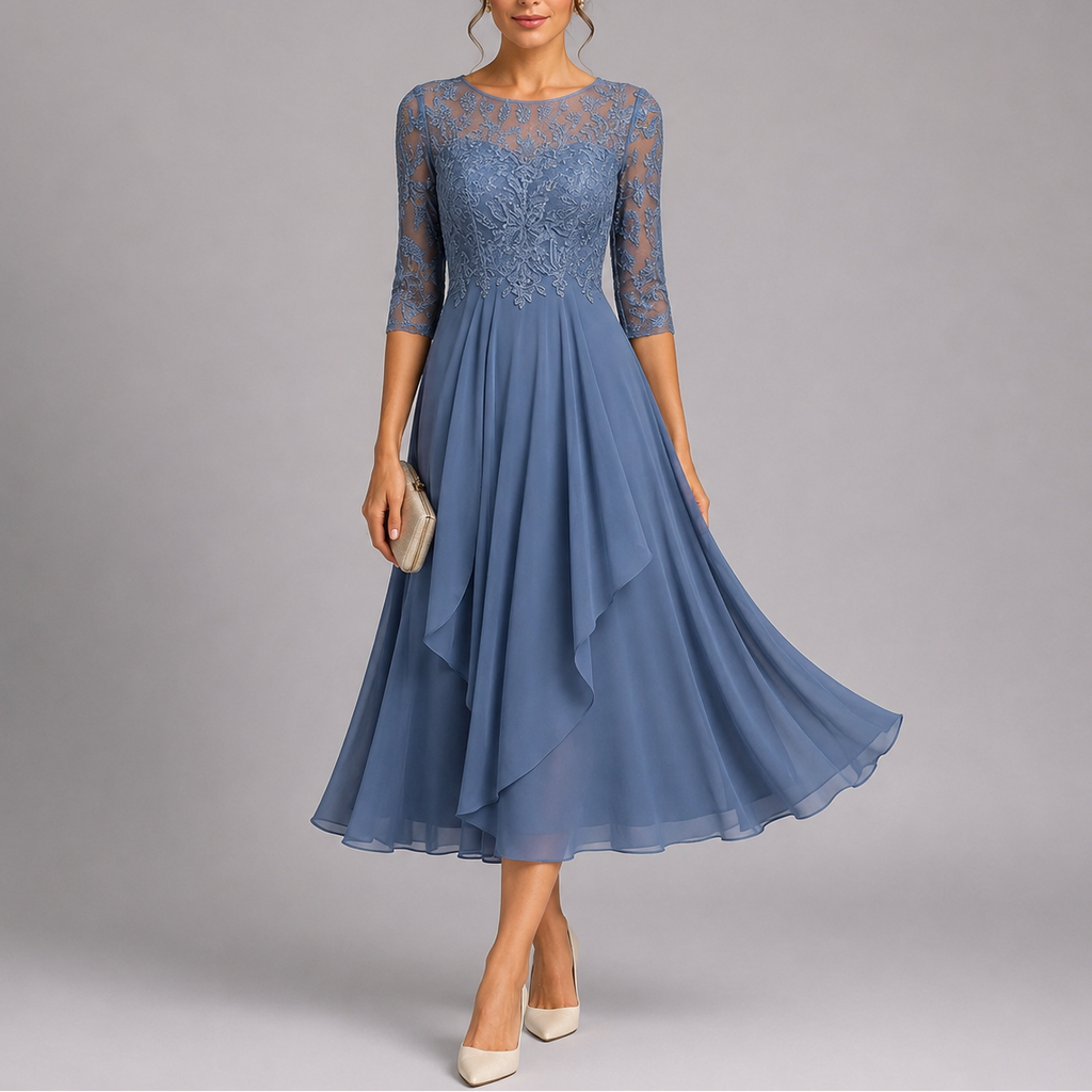 Embroidered Lace Midi Dress