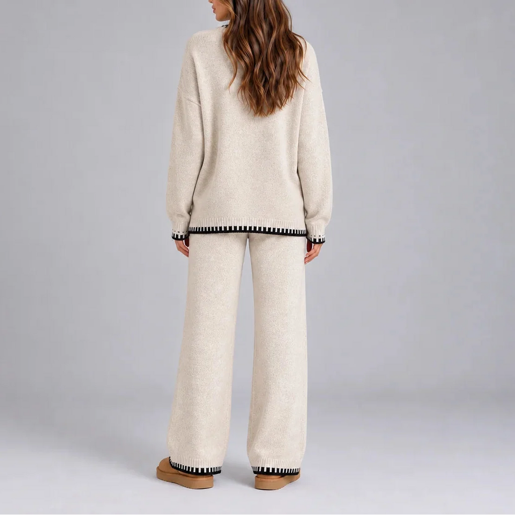 Contrast-Trim Knit Lounge Set