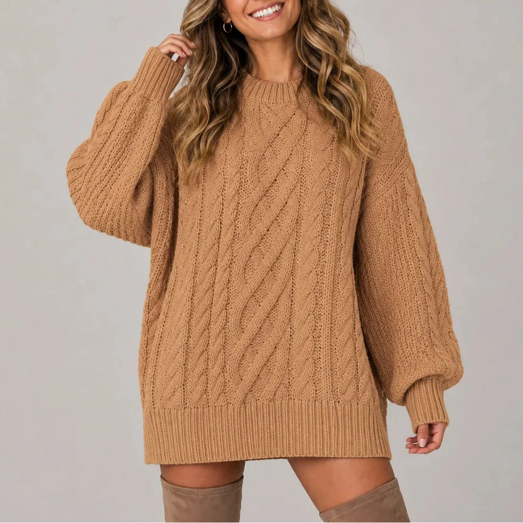 Oversized Cable Knit Sweater Dress