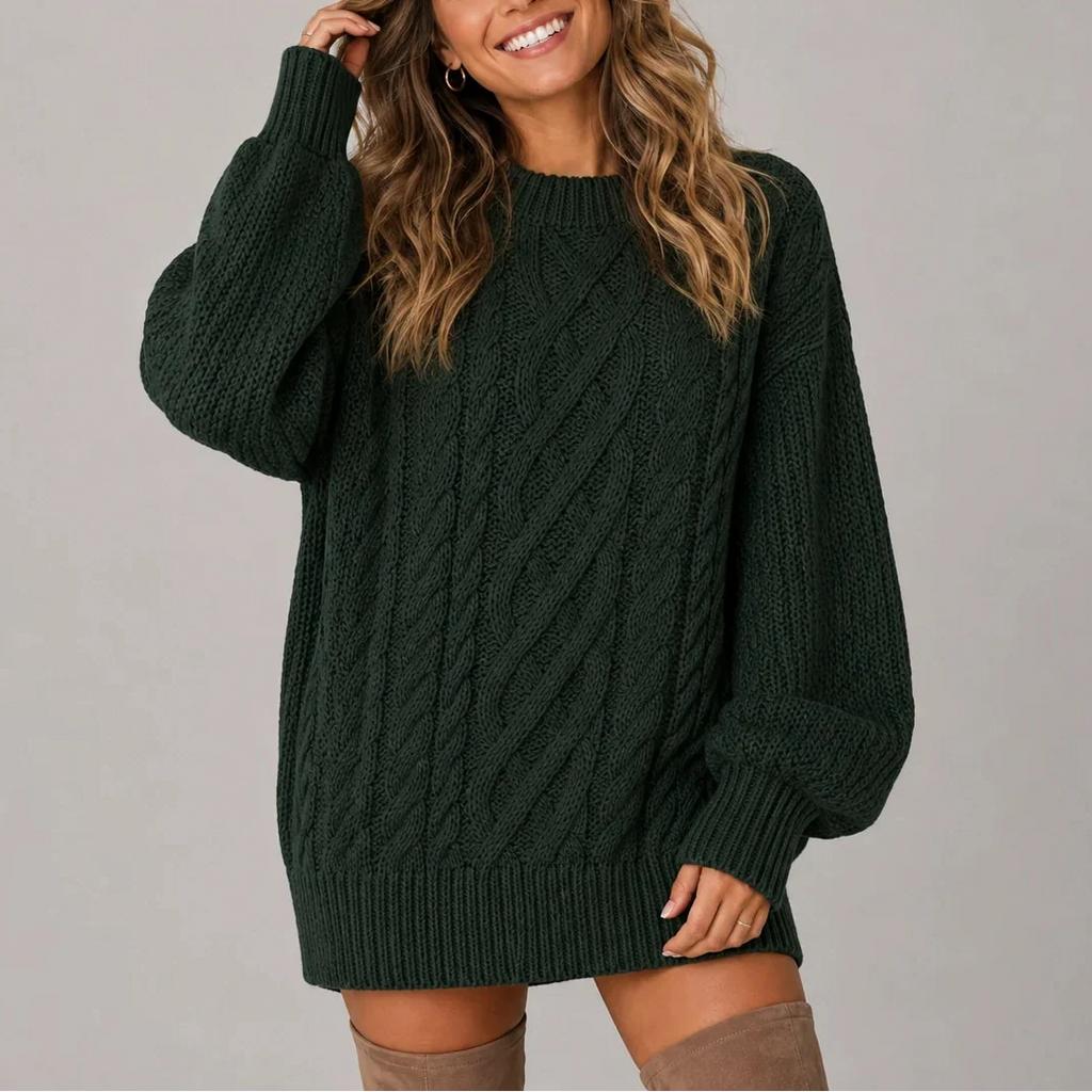 Oversized Cable Knit Sweater Dress