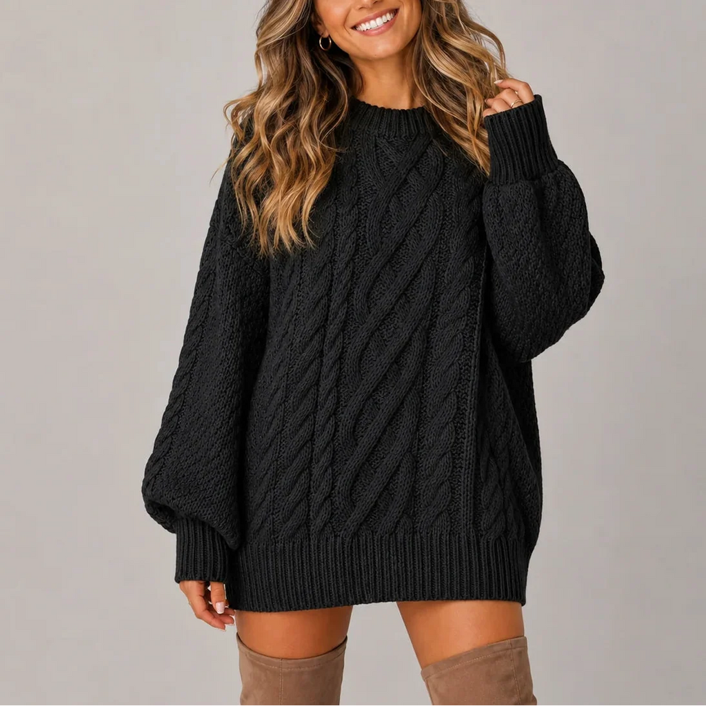 Oversized Cable Knit Sweater Dress