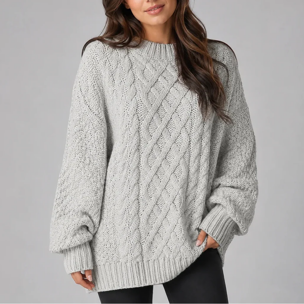 Oversized Cable Knit Sweater Dress
