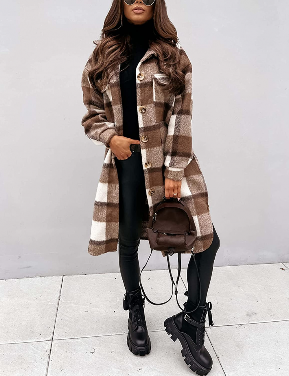 Relaxed Plaid Long Coat