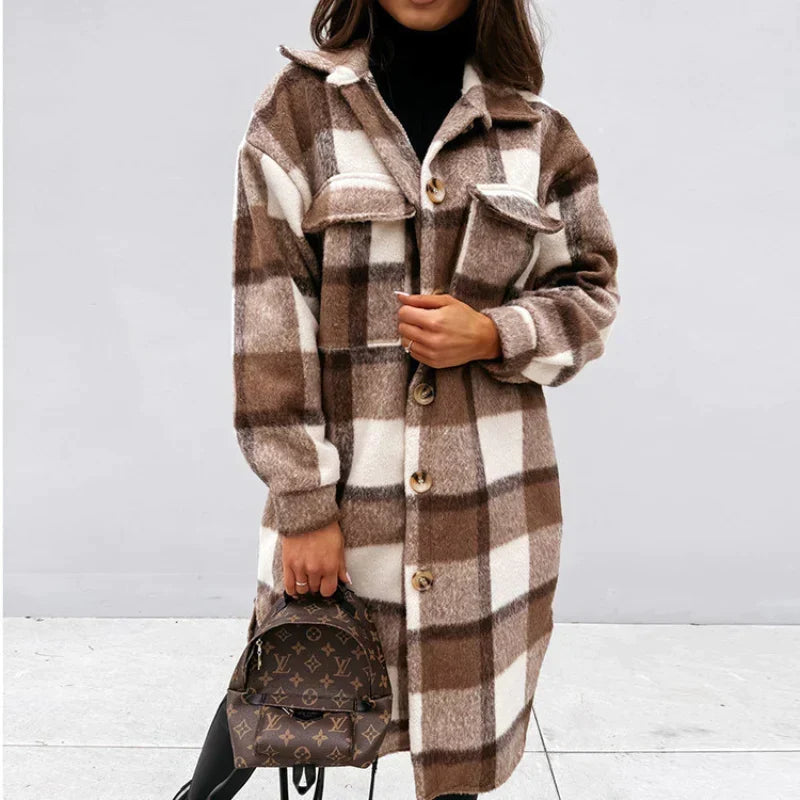 Relaxed Plaid Long Coat
