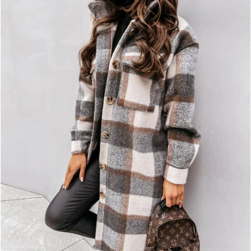 Relaxed Plaid Long Coat