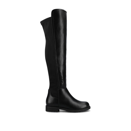 Stretch Over-the-Knee Low Heel Boots