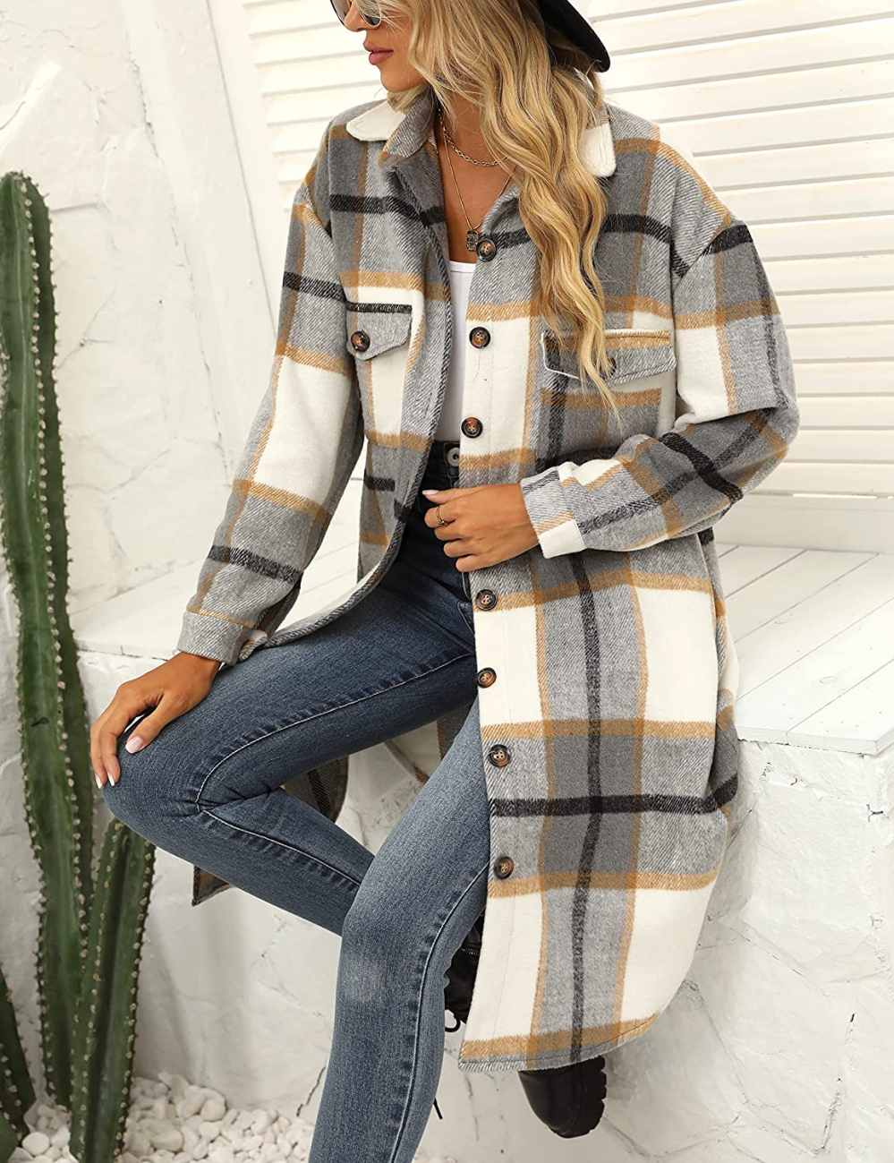 Relaxed Plaid Long Coat