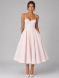 Corset Midi Dress with Full Skirt