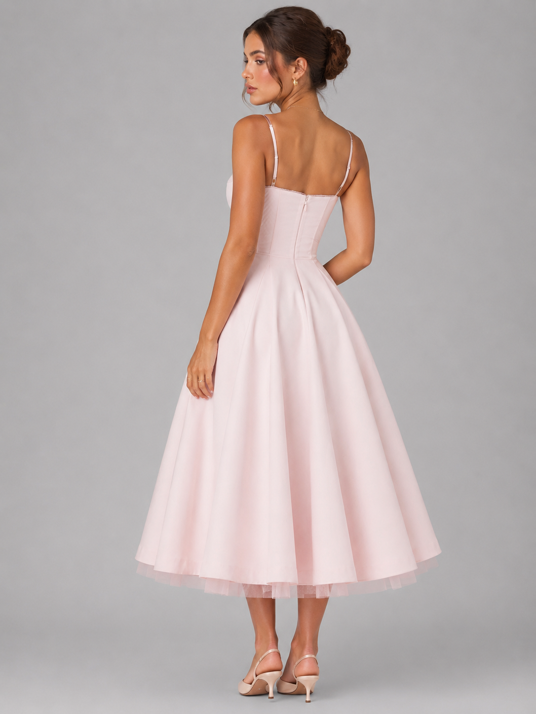Corset Midi Dress with Full Skirt