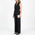 Belted Sleeveless Blazer & Wide-Leg Pants Set