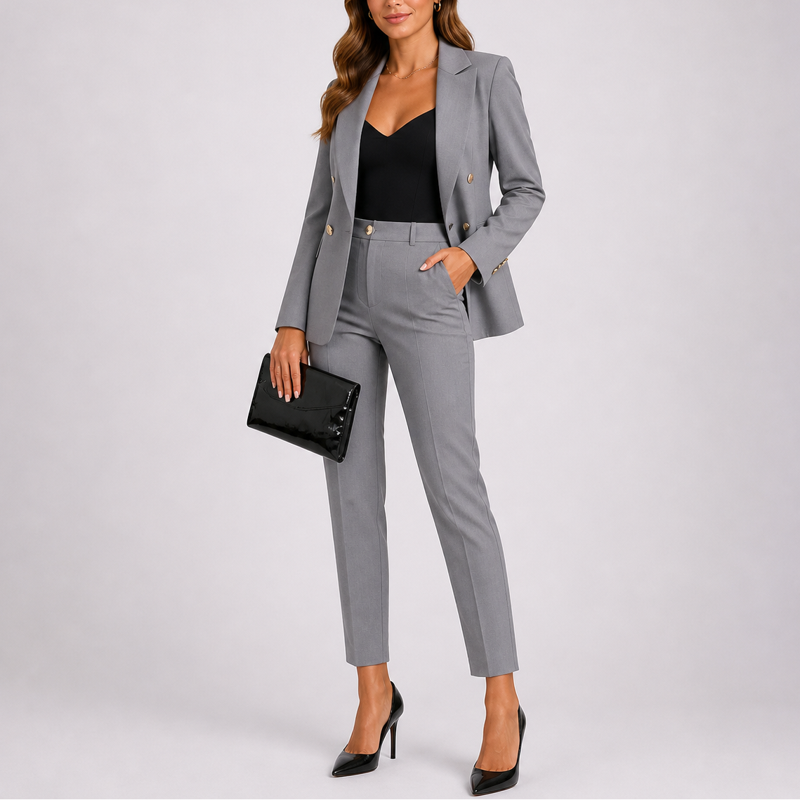 Women’s Tailored Blazer and Trousers Two-Piece Suit Set