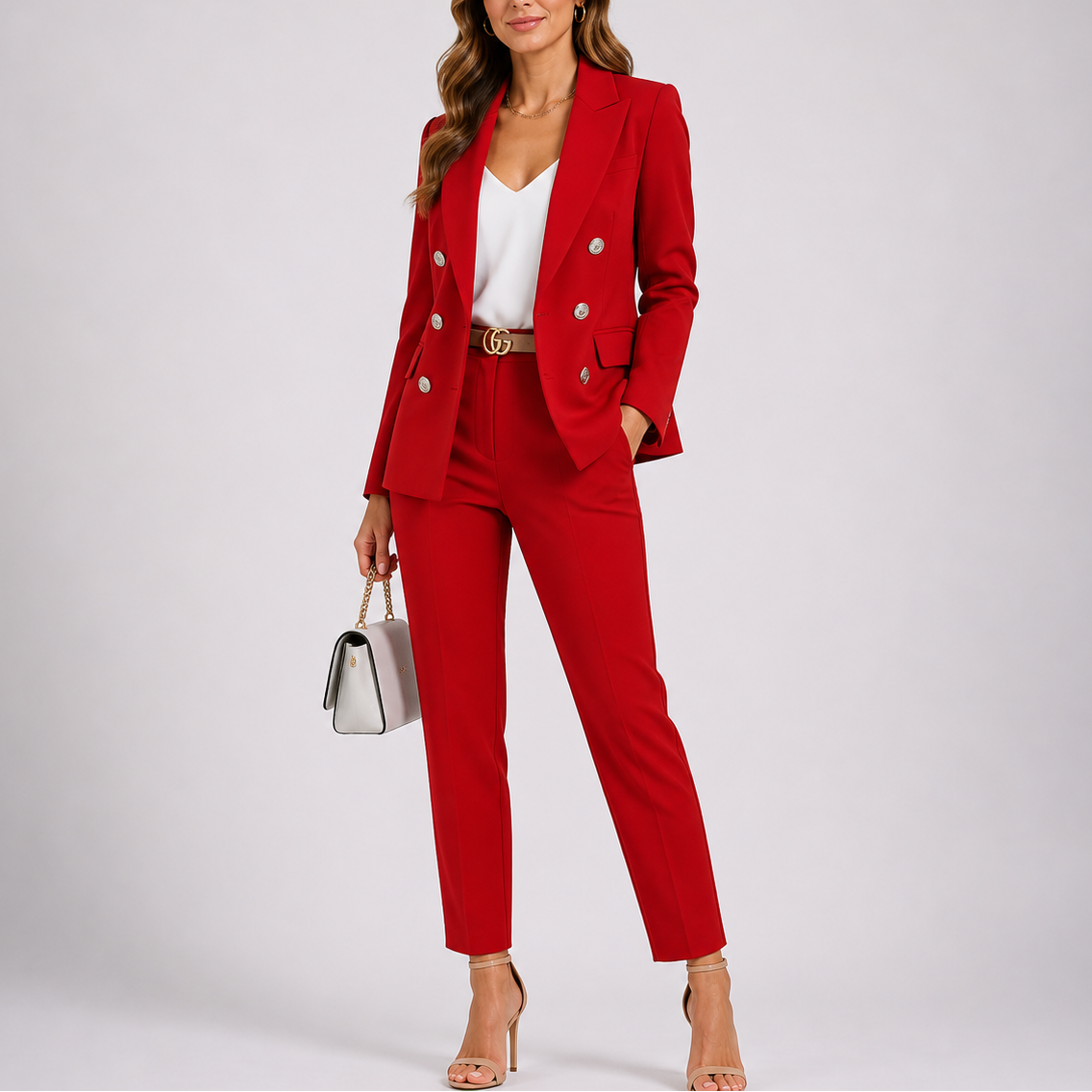 Women’s Tailored Blazer and Trousers Two-Piece Suit Set
