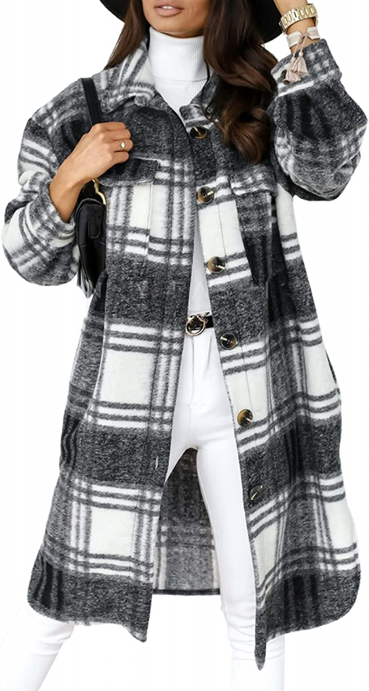 Relaxed Plaid Long Coat