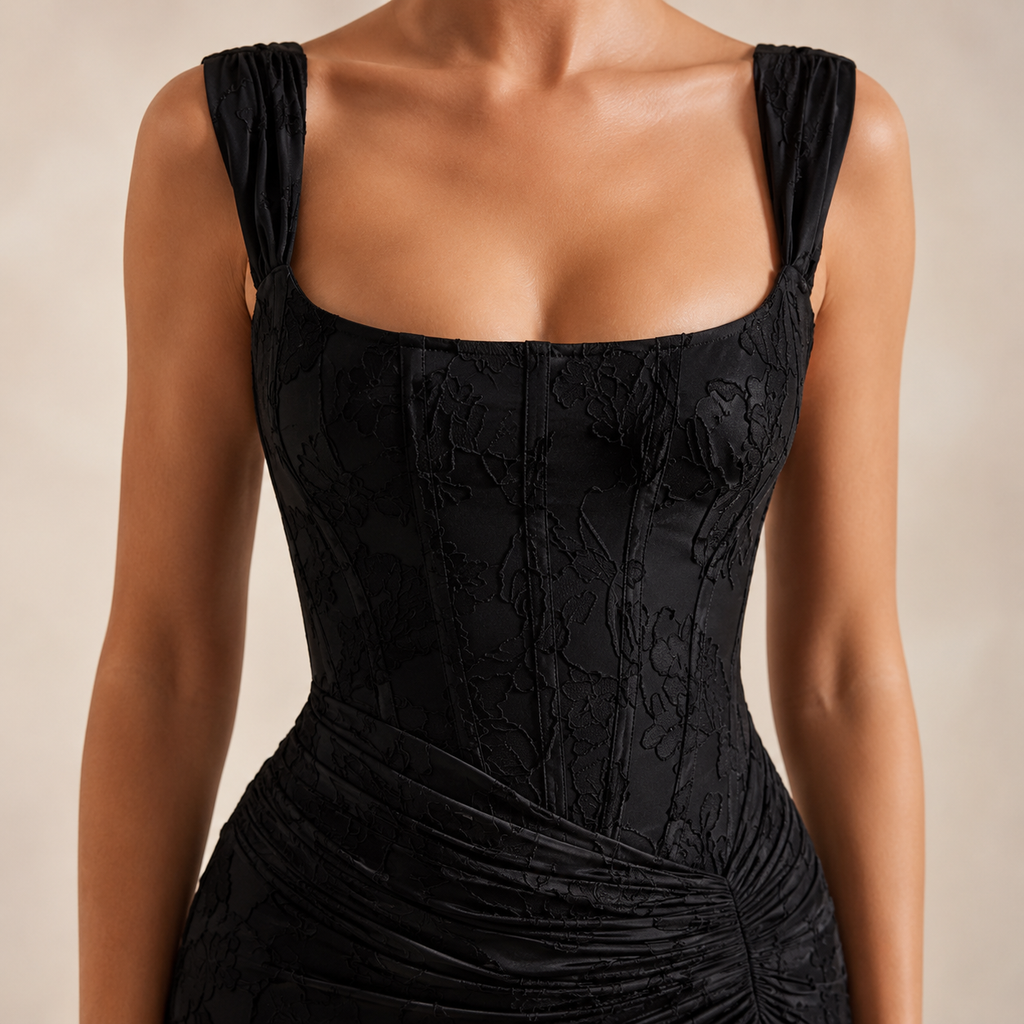 The Elvira Corset Mermaid Midi Dress