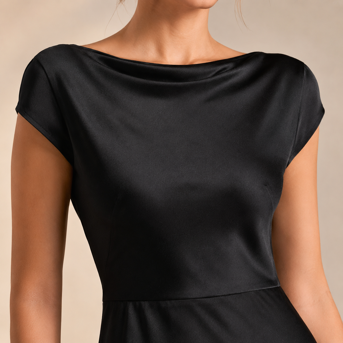 The Rossana Satin Cowl-Neck Midi Dress